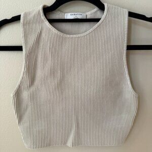 Aritzia Babaton Neutral Sleeveless Fitted Crop Top